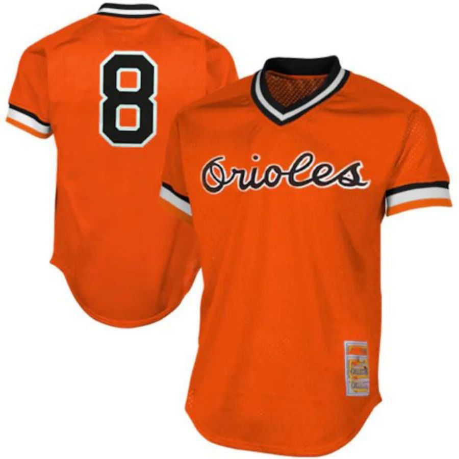 B.Orioles #8 Cal Ripken Jr Player Mitchell & Ness Orange 1988 Authentic Cooperstown Collection Mesh Batting Practice Jersey Baseball Jerseys