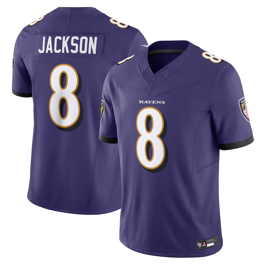 B.Ravens #8 Lamar Jackson Player Purple Vapor F.U.S.E. Limited Football Jerseys