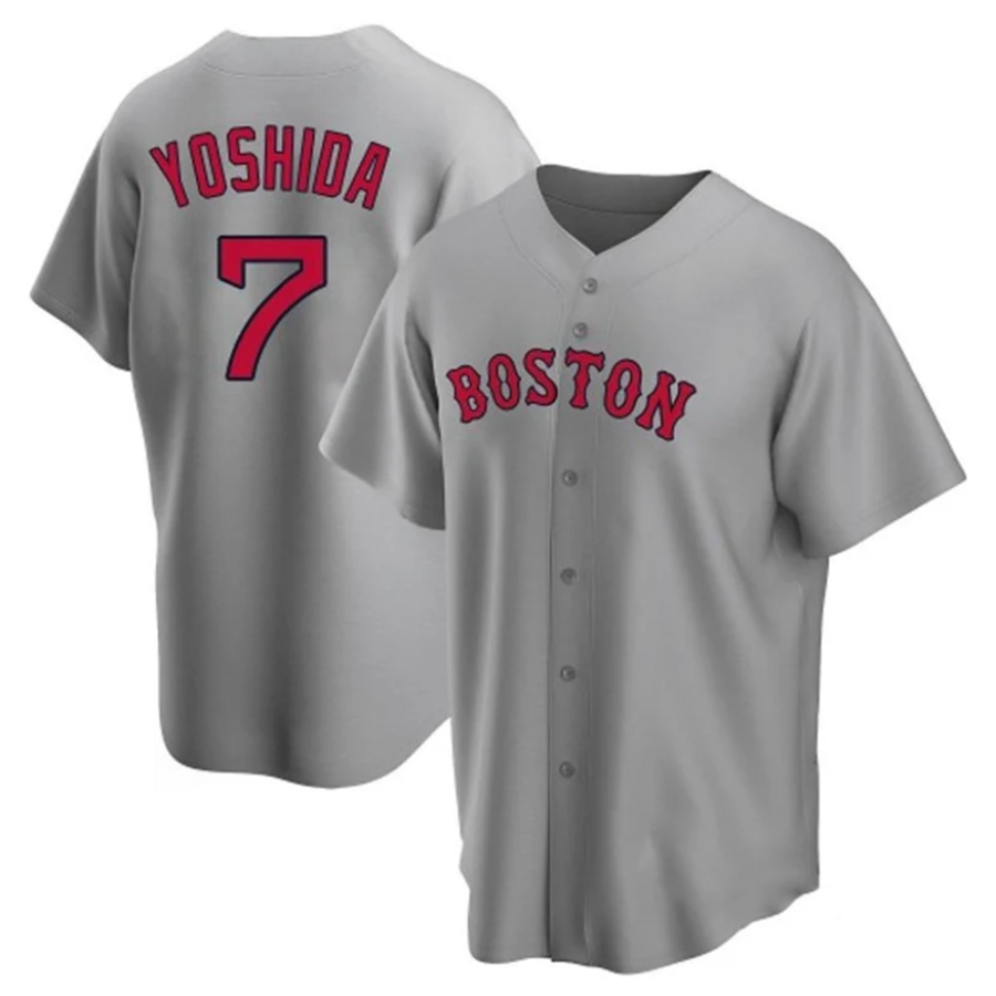 B.Red Sox #7 Masataka Yoshida Player Home Replica Gray Baseball Jerseys