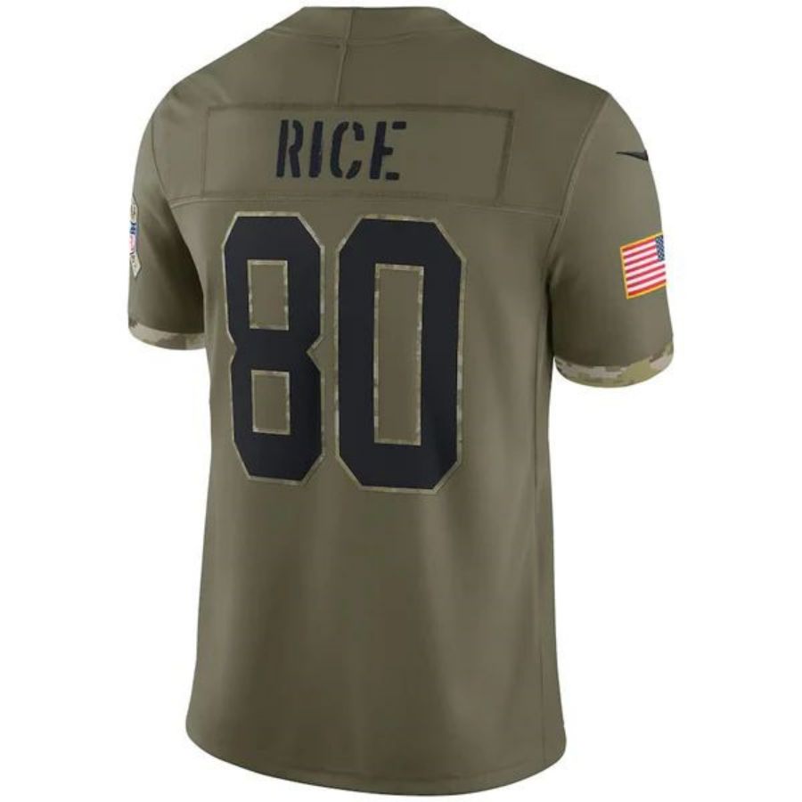 #80 Jerry Rice Player SF.49ers Olive Salute To Service Limited Football Jerseys